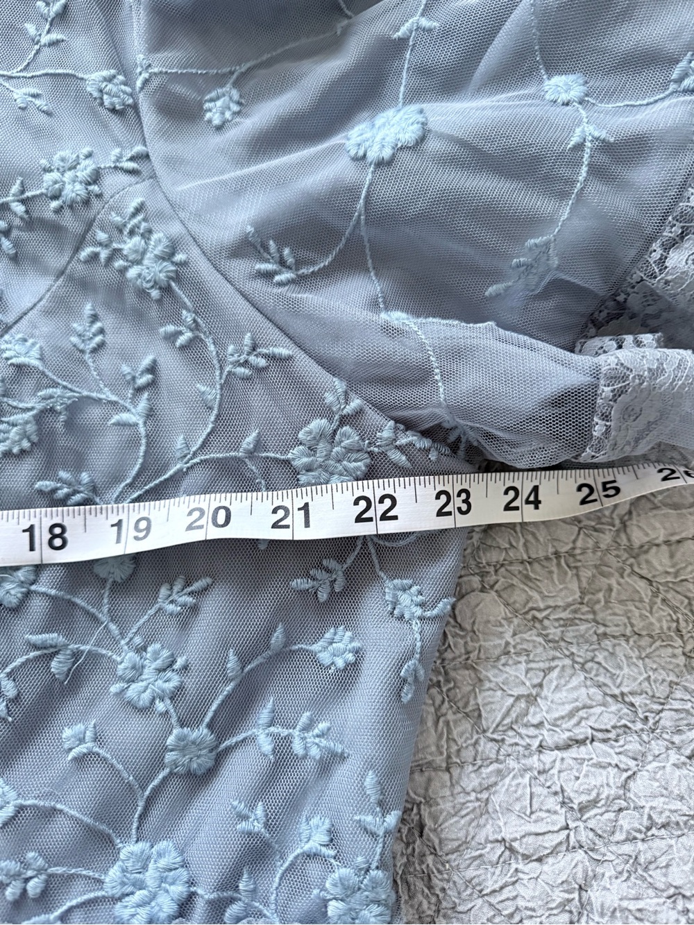 JessaKae Harper Slate Blue floral Embroidered Tiered Tulle Dress, like new 2x - Picture 12 of 14